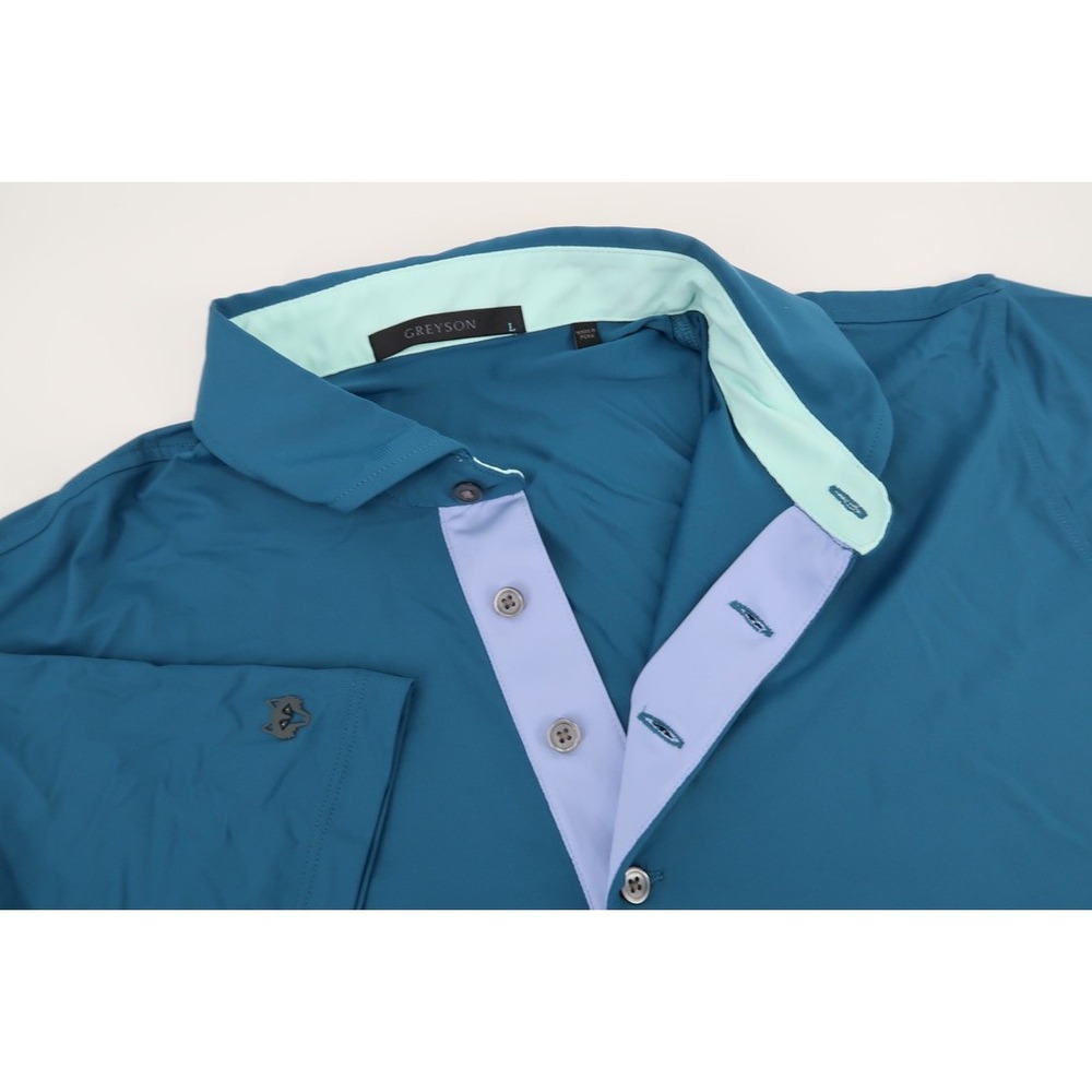 Greyson Men's Teal Polo with Light Blue Trim
